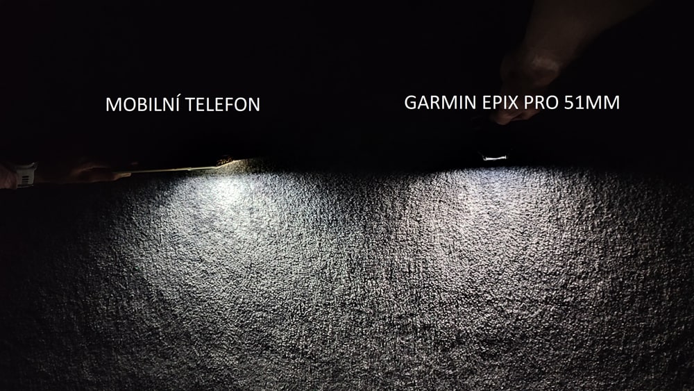 LED svítilna hodinek Garmin Epix pro